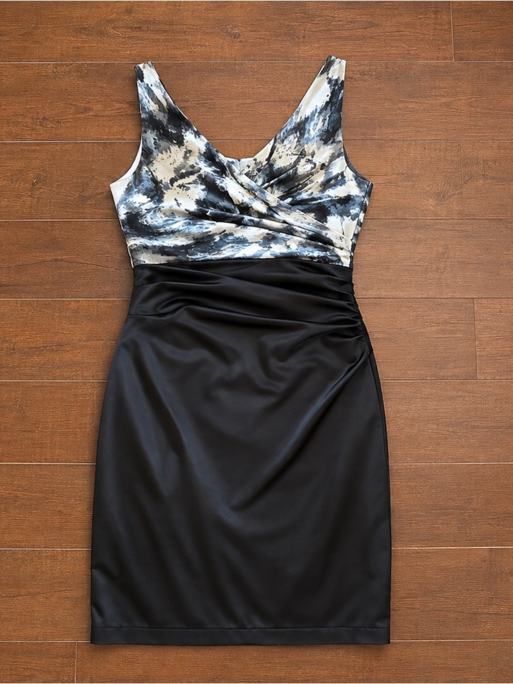 Sleeveless Dress with Marble Print Bodice Women Size XS